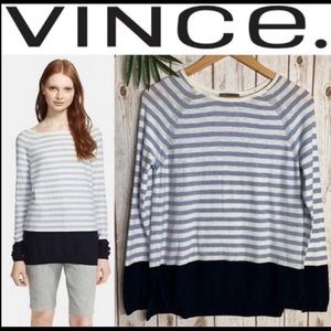 VINCE. Lightweight Nautical Striped Sweater, M
